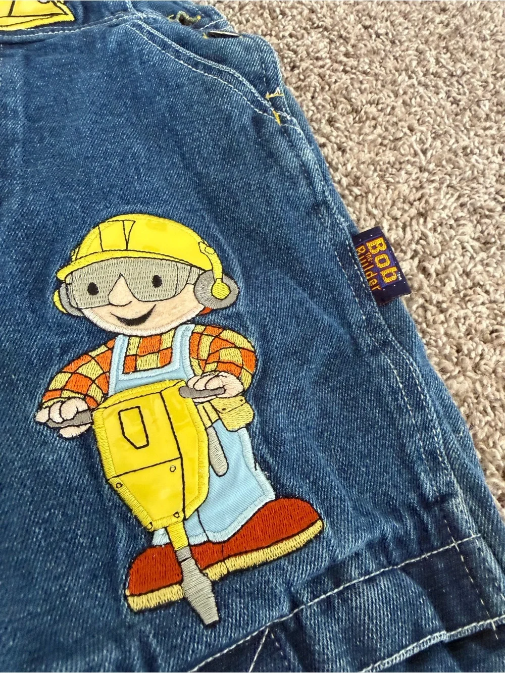 Vintage Y2K Bob the Builder Embroidered Denim Overalls Size 5
